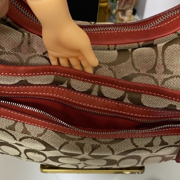 Coach Signature Soho Hobo Shoulder
Bag Red Tan Monogram K1K-6070 - Picture 10 of 13